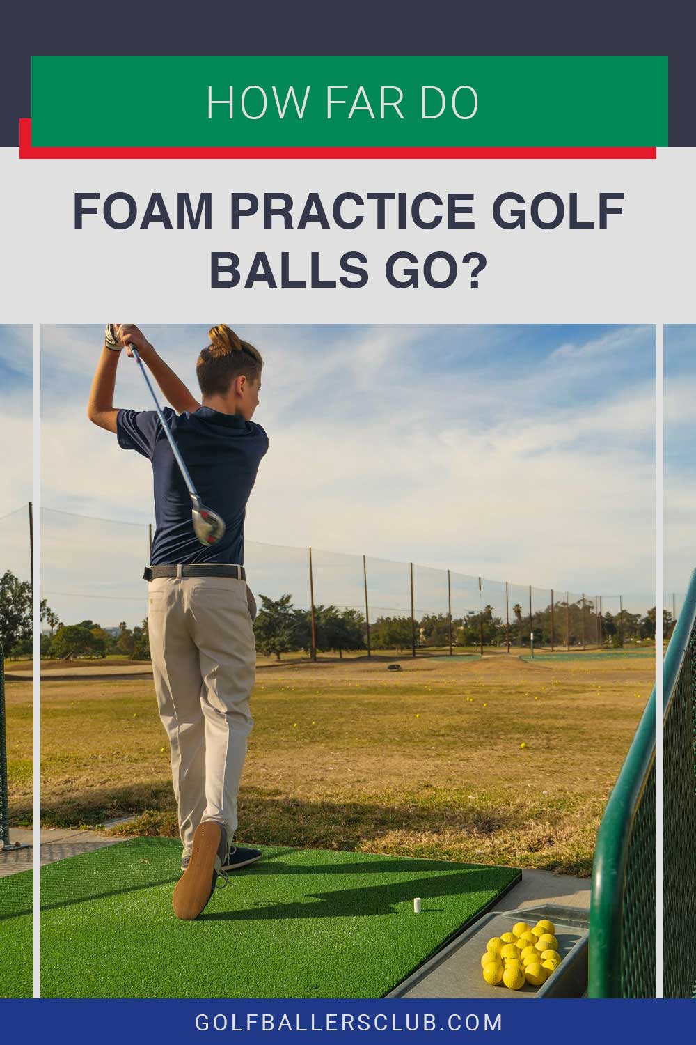 Person with Man Ponytail hitting a golf ball - How far do Foam practice golf balls go?