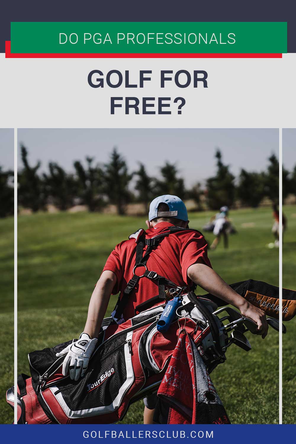 Man in red t-shirt carrying golf accessories - Do PGA Professionals Golf For Free?