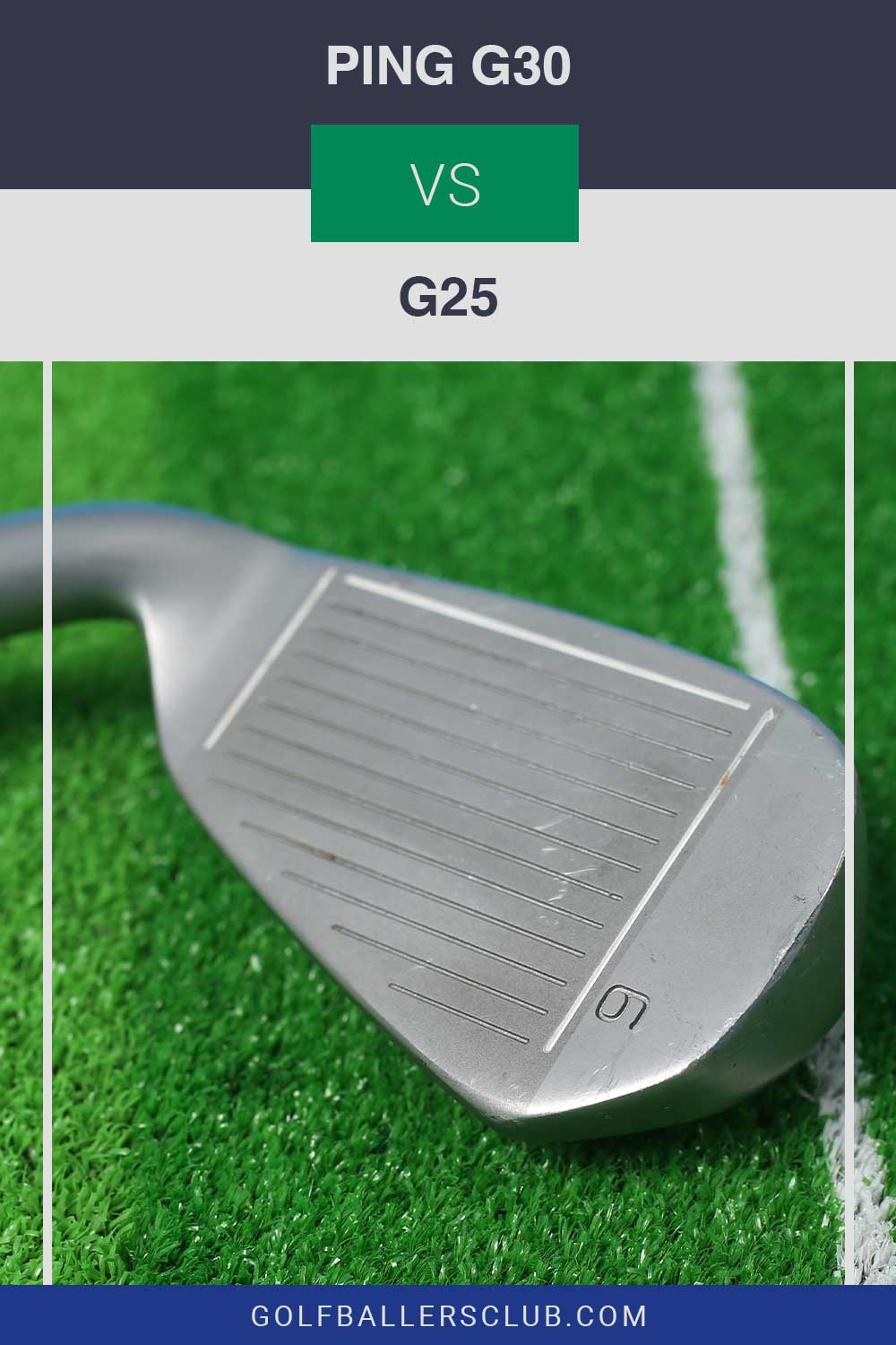 A golf iron on artificial grass - PING G30 vs G25.